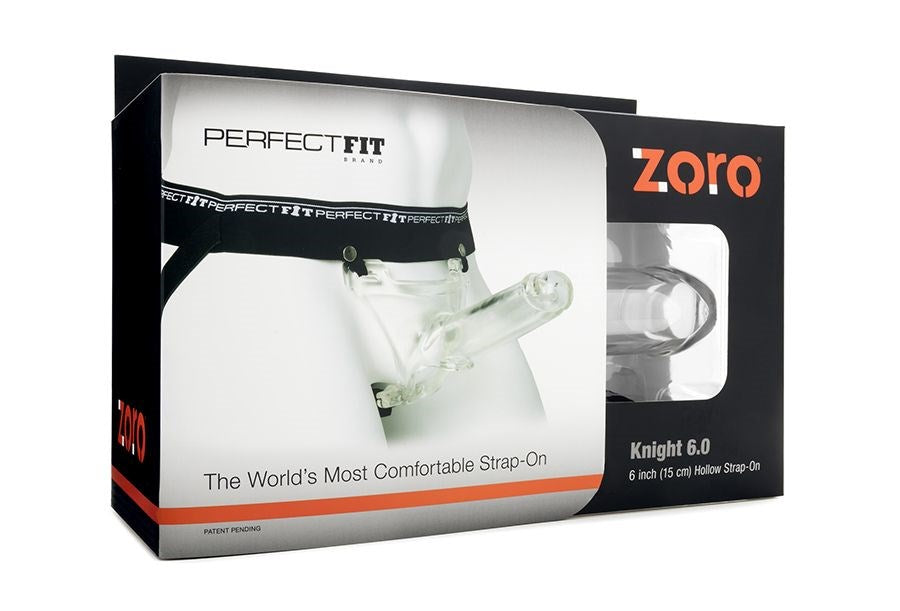 Perfect Fit Zoro Knight 6 inch Clear Hollow Strap On with Elastic Waistband - Strap On Sextoys