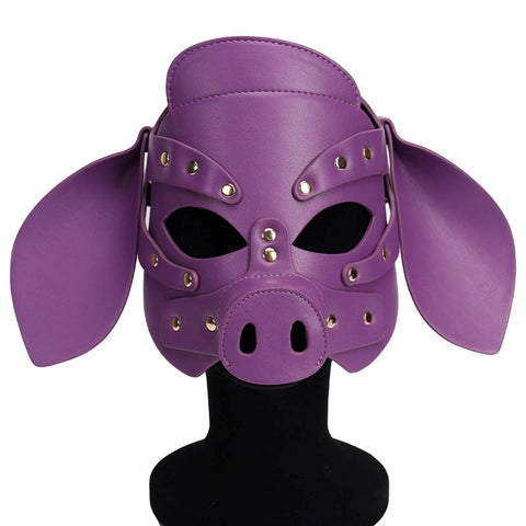 BDStyle Pig Hood with Detachable Muzzle and Dog Ears for Pet Play - Bondage Hoods
