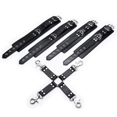 BDStyle Pin Buckle Hogtie Kit All Fit Cock Rings Premium Bondage Set - Cuffs and Restraints