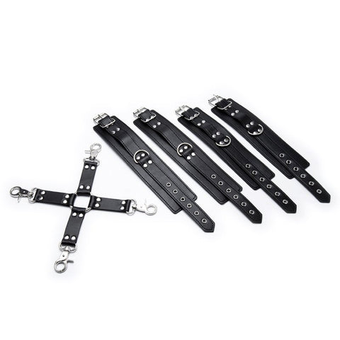 BDStyle Pin Buckle Hogtie Kit All Fit Cock Rings Premium Bondage Set - Cuffs and Restraints
