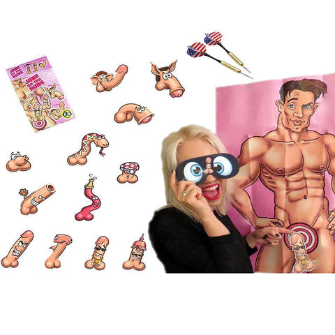 BDStyle Pin The Junk On the Hunk Adult Party Game with Reusable Adhesive - Sex Games, Coupons and Tricks