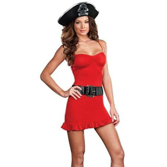 Dream Girl Lingerie Pirate Kit Costume with Hat Eyepatch and Belt - - Fancy Dress Ups