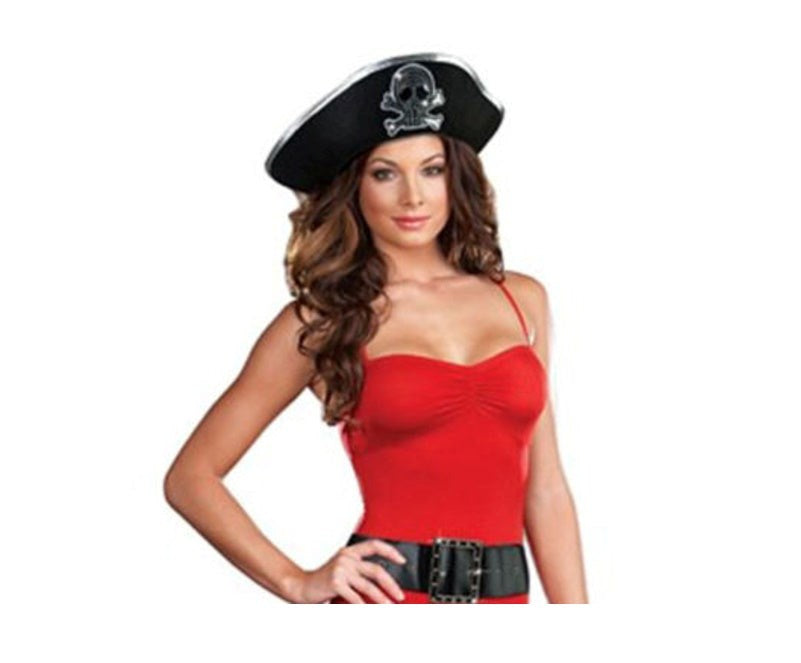 Dream Girl Lingerie Pirate Kit Costume with Hat Eyepatch and Belt - Fancy Dress Ups