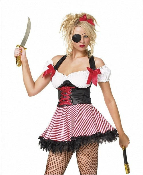 Leg Avenue Pirate Wench Sexy Adult Costume Corset Style Roleplay Outfit - - Fancy Dress Ups