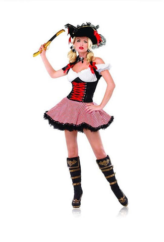Leg Avenue Pirate Wench Sexy Adult Costume Corset Style Roleplay Outfit - Fancy Dress Ups