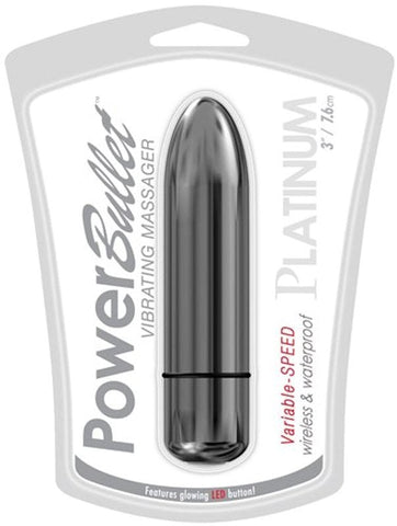 BMS Factory Platinum Power Bullet 3 Inch Variable Speed Clitoral Vibrator - Personal Massagers