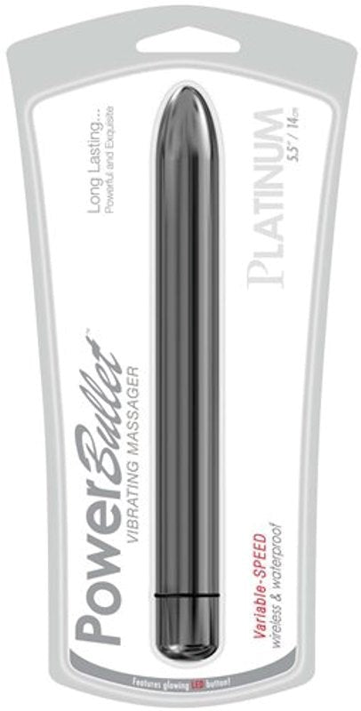 BMS Factory Platinum Power Vibrating Bullet 5.5 Inch Silver Vibrator - - Personal Massagers