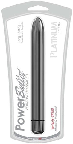 BMS Factory Platinum Power Vibrating Bullet 5.5 Inch Silver Vibrator - Personal Massagers