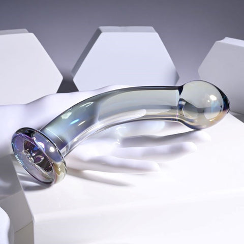 Evolved Playboy Pleasure Jewels King Multi Play Glass Dildo Curved G Spot - Realistic Dildos