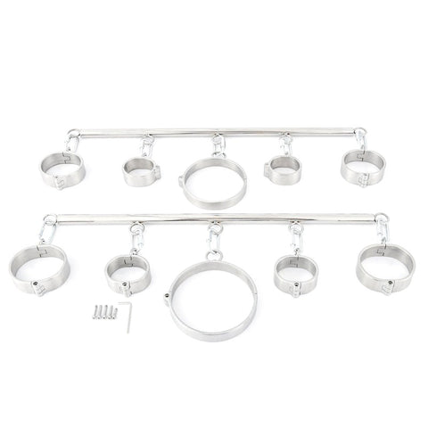 BDStyle Plug Key Steel Cuffs and Collar Spreaders with Locking Keys - Spreaders and Hangers