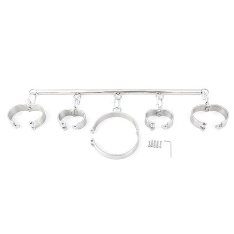 BDStyle Plug Key Steel Cuffs and Collar Spreaders with Locking Keys - Spreaders and Hangers