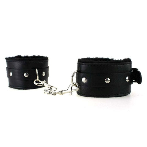 BDStyle Plush SM Bondage Kit 7 Pcs Black Faux Leather BDSM Restraints - Bondage Kits