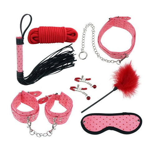 BDStyle Plush SM Bondage Kit 7 Pieces Purple Complete BDSM Set - Bondage Kits