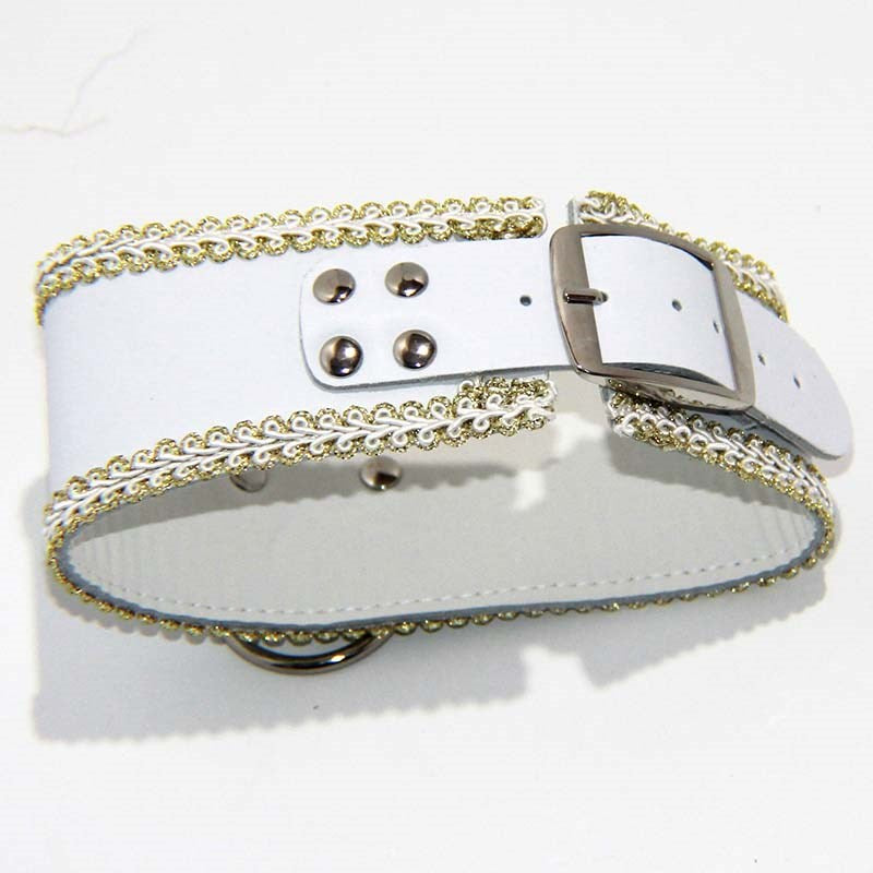 BDStyle Posture Collar in White with O Ring Light Premium Bondage Restraint - Fancy Dress Ups