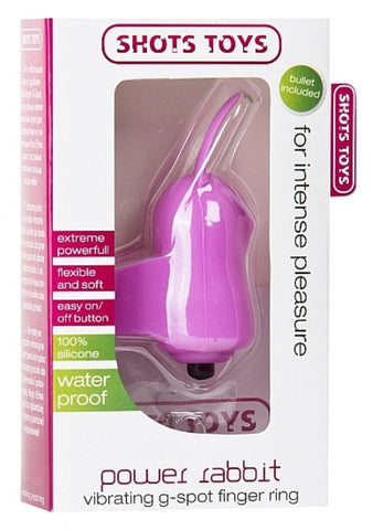 Shots Toys Power Rabbit Vibrating G Spot Finger Ring with Dual Stimulation - Rabbit Vibrators