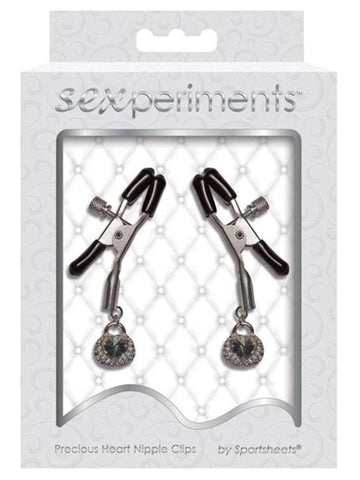 Sportsheets Precious Heart Nipple Clips with Adjustable Tension - Nipple and Clit Clamps