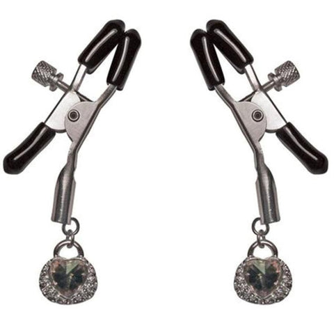 Sportsheets Precious Heart Nipple Clips with Adjustable Tension - Nipple and Clit Clamps