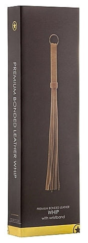 Shots Toys Premium Bonded Leather Whip Brown BDSM Impact Play - Whips And Crops