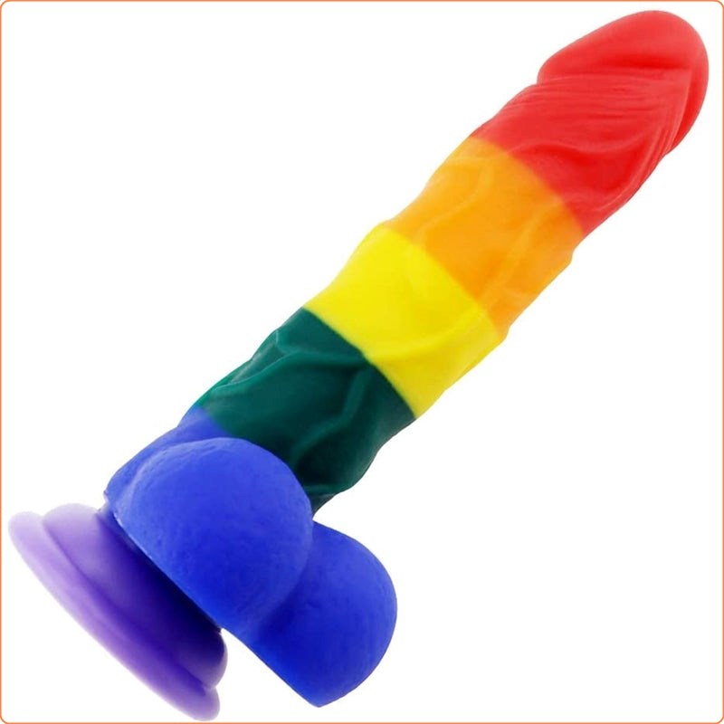 BDStyle Pride Rainbows Dildo 7.9 Inch Premium Platinum Silicone Design - - Realistic Dildos
