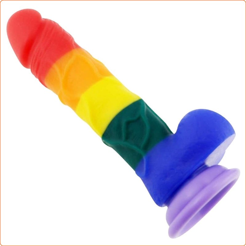 BDStyle Pride Rainbows Dildo 7.9 Inch Premium Platinum Silicone Design - - Realistic Dildos