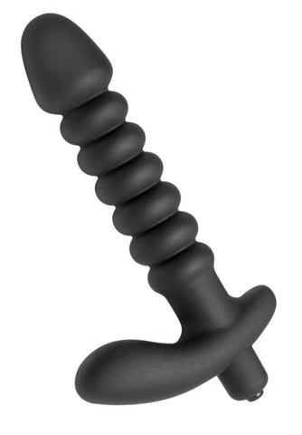 XR Brands Prostatic Play Ribbed Silicone Prostate Vibe with Vibration - Prostate Toys
