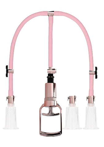 Shots Toys Pumped Clitoral and Nipple Pump Set Large Rose Gold Acrylic - Breast and Nipple Toys