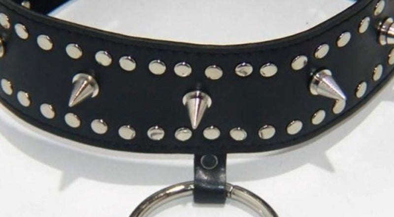 BDStyle Fierce Faux Leather Bondage Collar Studded Style with Adjustable Buckle - Collars and Leads