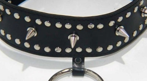 BDStyle Fierce Faux Leather Bondage Collar Studded Style with Adjustable Buckle - Collars and Leads