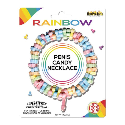 Hott Products Rainbow Penis Candy Necklace Cock Ring with Vibration - Bachelorette and Bucks