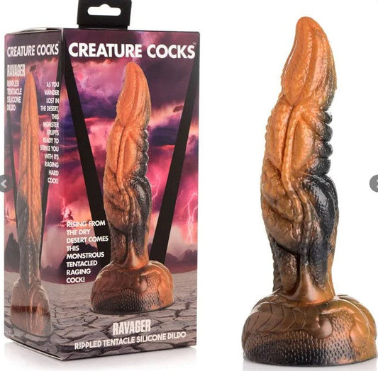 XR Brands Ravager Rippled Tentacle Silicone Dildo Fantasy Texture Design - - Non-Realistic Dildos