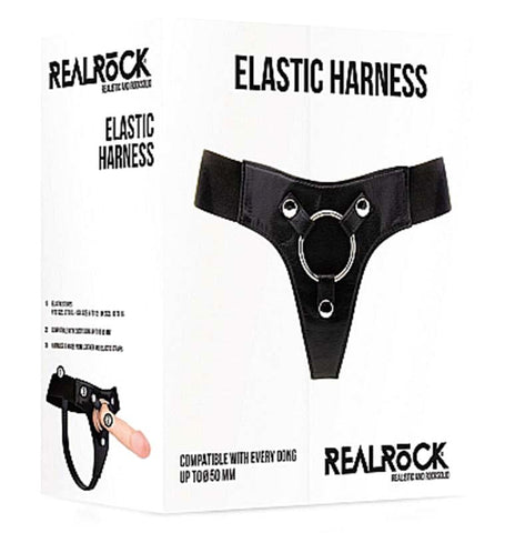Shots Toys Realrock Elastic Harness Premium Leather Strap On Harness - Strap On Sextoys