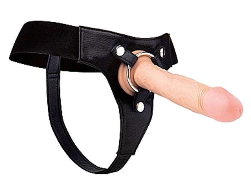 Shots Toys Realrock Elastic Harness Premium Leather Strap On Harness - - Strap On Sextoys