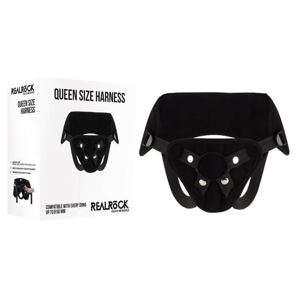 Shots Toys RealRock Queen Size Harness Premium Suede Strap On Harness - - Strap On Sextoys