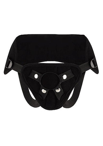 Shots Toys RealRock Queen Size Harness Premium Suede Strap On Harness - Strap On Sextoys