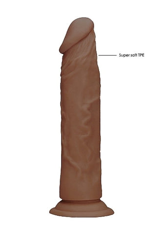 Shots Toys Realrock Skin Dildo Brown with Suction Cup Base - Realistic Dildos