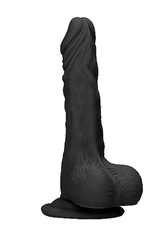 Shots Toys Realrock Skin Dildo with Balls Black Realistic TPE Design - - Realistic Dildos