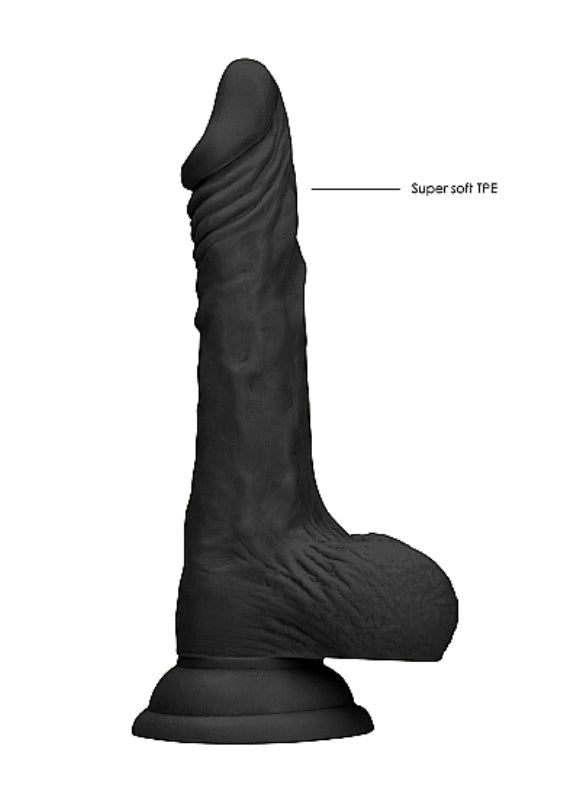 Shots Toys Realrock Skin Dildo with Balls Black Realistic TPE Design - - Realistic Dildos