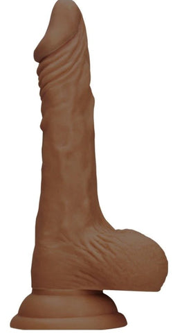 Shots Toys Realrock Skin Dildo with Balls Brown TPE with Suction Cup - Realistic Dildos