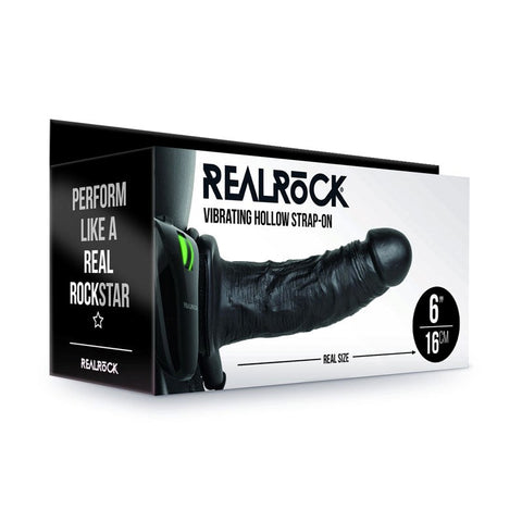 Shots Toys REALROCK Vibrating Hollow Strap on 15.5 cm Multi Speed Vibration - Realistic Dildos