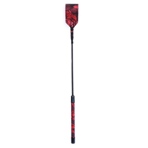 Hells Couture Red and Black Embossed Riding Crop 48cm BDSM Impact Play - Whips And Crops