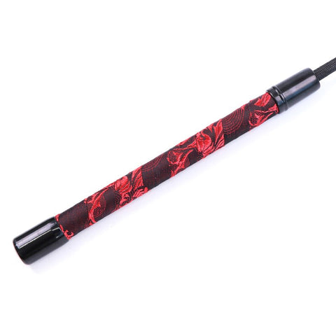 Hells Couture Red and Black Embossed Riding Crop 48cm BDSM Impact Play - Whips And Crops