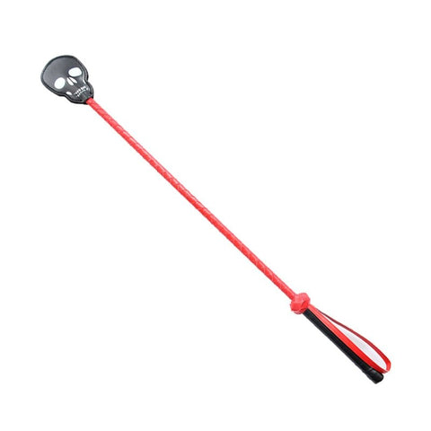 Hells Couture Red and Black Skull Crop 50cm BDSM Impact Play Tool - Whips And Crops