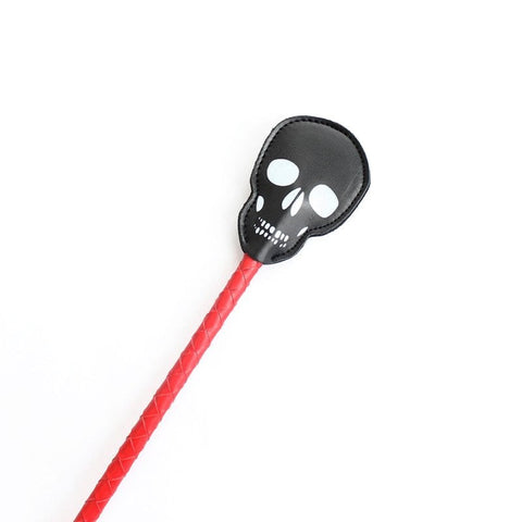 Hells Couture Red and Black Skull Crop 50cm BDSM Impact Play Tool - Whips And Crops