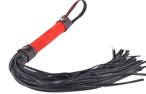 BDStyle Deluxe Flogger Red Black Faux Leather with Soft Handle - Whips And Crops