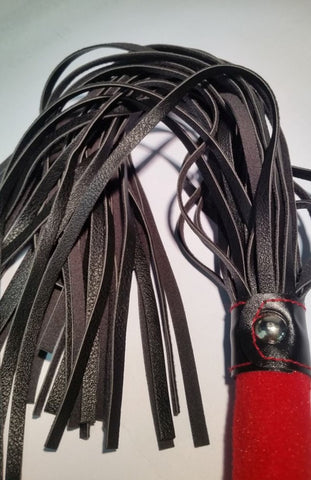 BDStyle Deluxe Flogger Red Black Faux Leather with Soft Handle - Whips And Crops