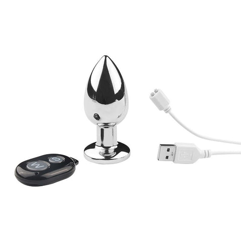 BDStyle Remote Vibrating Stainless Steel Butt Plug with Remote Control - Electro Sex