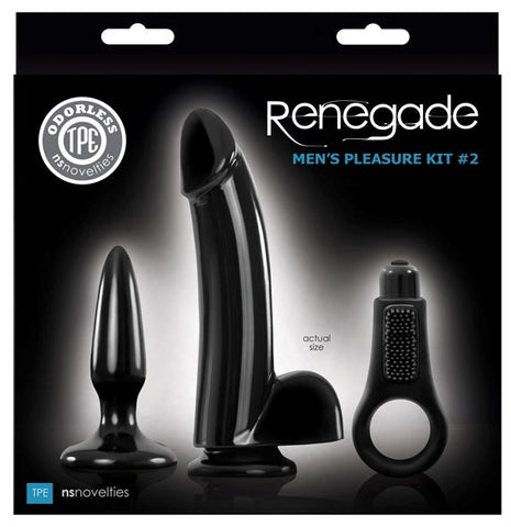 NS Novelties Renegade Mens Pleasure Kit No.2 Black with Vibrating Cock Ring - Sex Kits