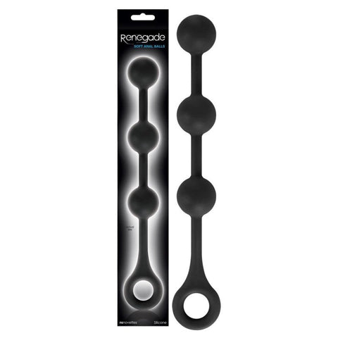 NS Novelties Renegade Soft Anal Balls Black Three Ball Silicone Design - Anal Beads and Balls