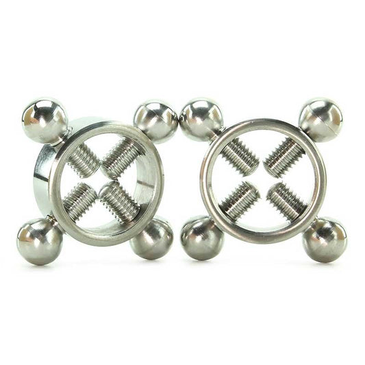 XR Brands Rings Of Fire Stainless Steel Nipple Press Set Adjustable Pressure - - Breast and Nipple Toys