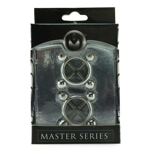 XR Brands Rings Of Fire Stainless Steel Nipple Press Set Adjustable Pressure - Breast and Nipple Toys